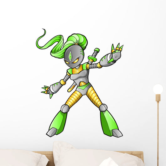 Alien Ninja Warrior Vector Wall Decal