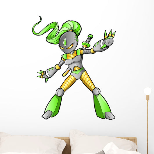 Alien Ninja Warrior Vector Wall Decal