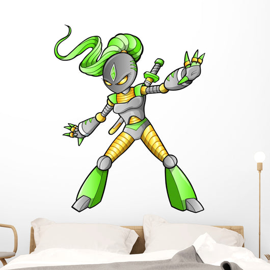 Alien Ninja Warrior Vector Wall Decal