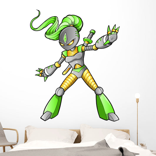 Alien Ninja Warrior Vector Wall Decal