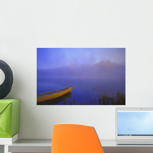Canoe On Patricia Lake, Jasper National Park, Alberta, Canada Wall Mural