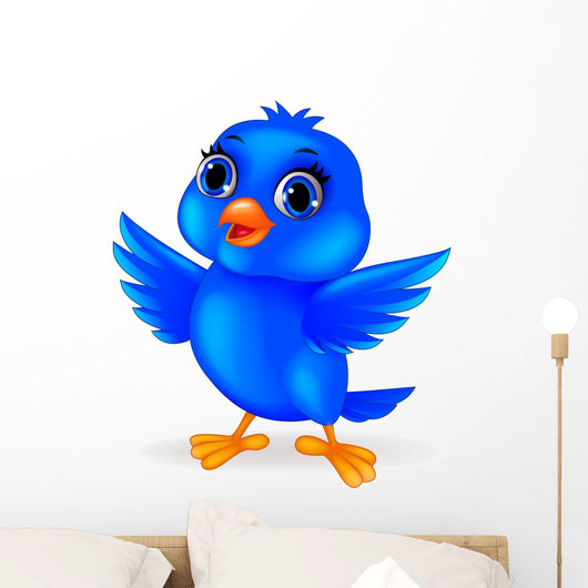 Funny blue bird cartoon Wall Decal