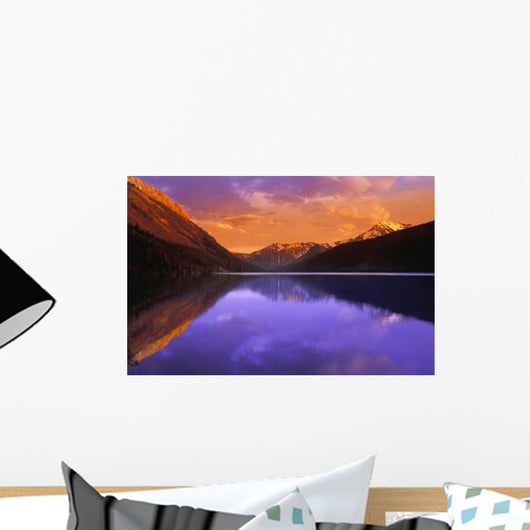 Calm Lake With Mountain Behind Wall Mural