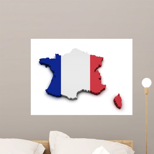 France Flag Map Shape Wall Decal