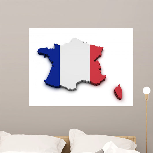France Flag Map Shape Wall Decal
