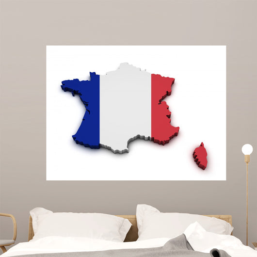 France Flag Map Shape Wall Decal
