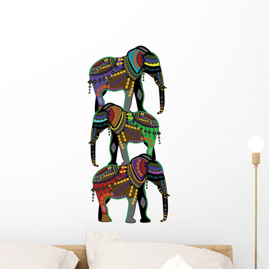 circus elephants in the ethnic style Wall Decal