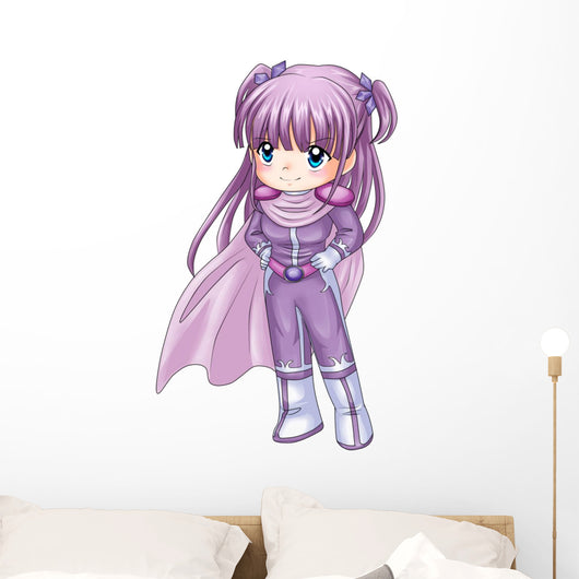 Chibi style illustration of a super-heroine Wall Decal