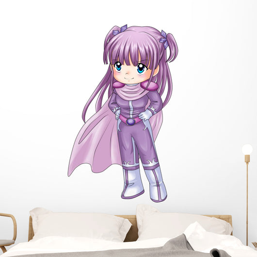 Chibi style illustration of a super-heroine Wall Decal
