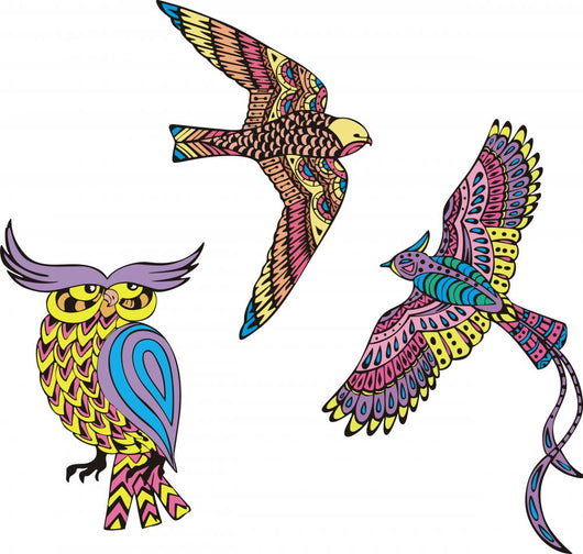 Stylized Motley Birds Wall Mural