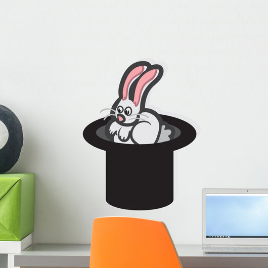 Rabbit Sitting Magic Hat Wall Decal