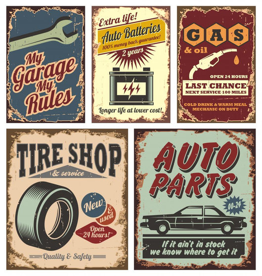 Vintage Car Metal Signs