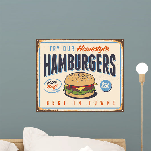 Vintage Hamburger Wall Mural