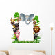 funny animal cartoon with blank sign and tropical forest Wall Decal