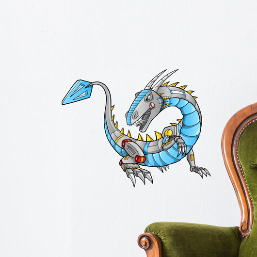 Robot Cyborg Dragon Vector Illustration Art Wall Decal