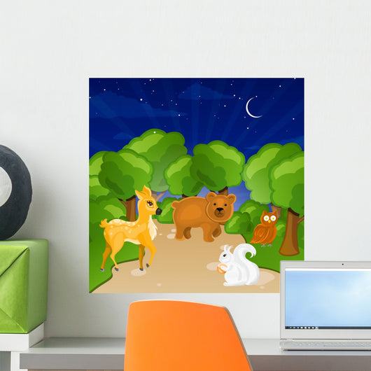 Vector Illustration Forest Animals Wall Mural
