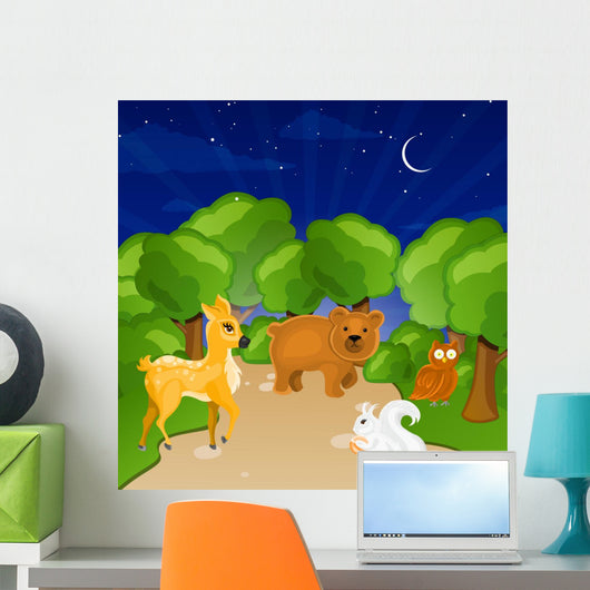 Vector Illustration Forest Animals Wall Mural