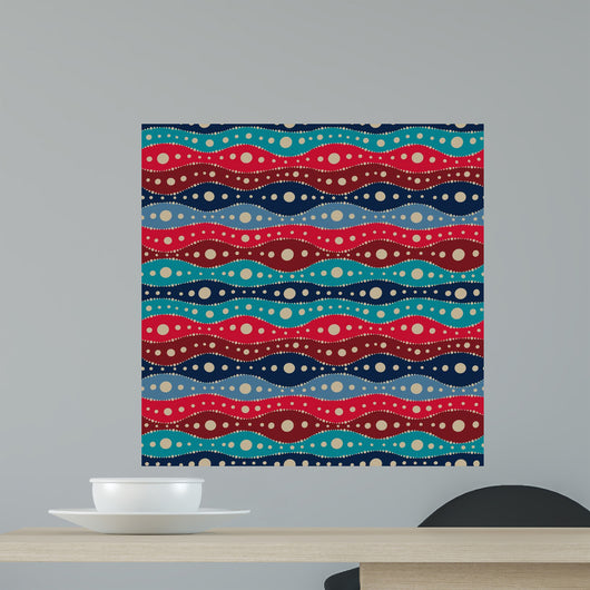 Seamless Pattern With Waves and Dots Wall Mural