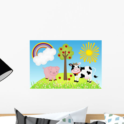 Illustration Farm with Cow