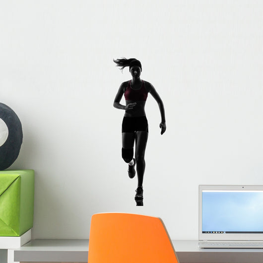 woman runner running marathon silhouette Wall Decal