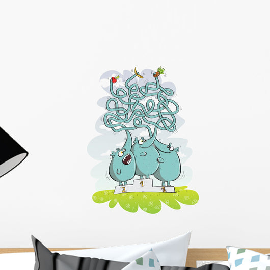 Three Elephants Maze Game Wall Decal