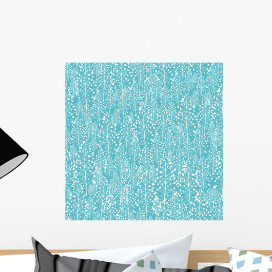 Vector Abstract Blue Plants Wall Decal
