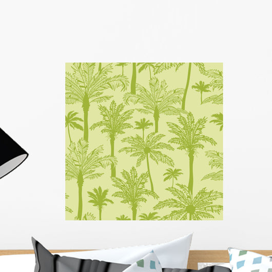 Seamless Green Palm Trees Wall Decal