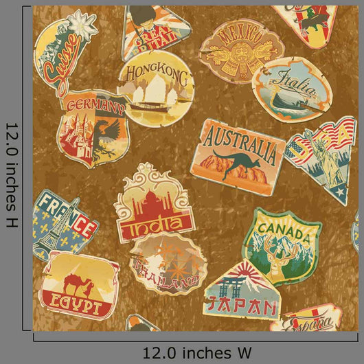 Vintage Travel Labels Seamless Wall Decal