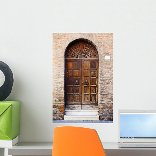 Wooden Door Brick Wall