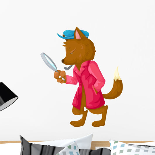fox detective vector Wall Decal