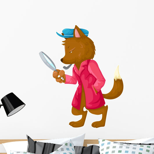 fox detective vector Wall Decal