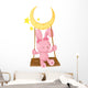 rabbit playing swing vector Wall Decal