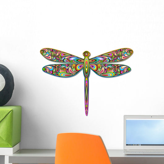 Psychedelic Colorful Dragonfly Wall Decal