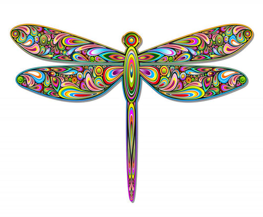 Psychedelic Colorful Dragonfly Wall Decal