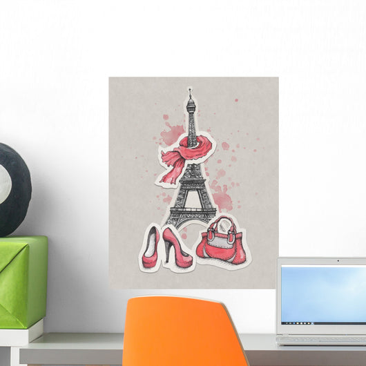 Eiffel Tower Shoes and Wall Mural