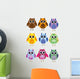 Colorful Owls on a White Background Wall Decal