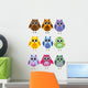 Colorful Owls on a White Background Wall Decal