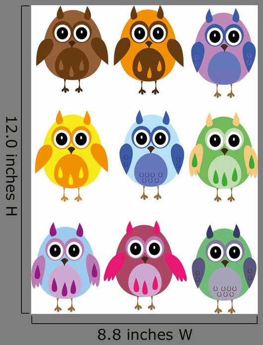Colorful Owls on a White Background Wall Decal
