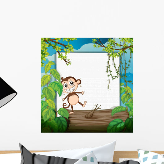 Monkey and White Board Wall Mural