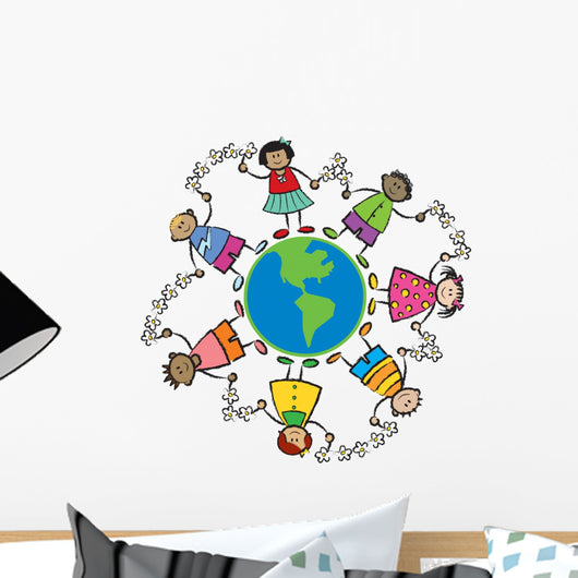 friends around the world - cartoon illustration Wall Decal
