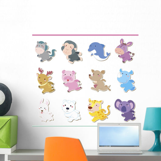 Cute Cartoon Animal Icon Wall Stickers