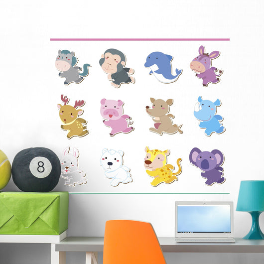 Cute Cartoon Animal Icon Wall Stickers