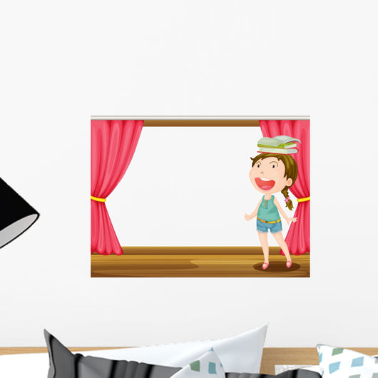 Smiling Girl with Books Wall Mural