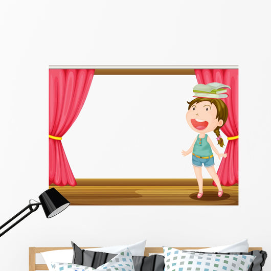Smiling Girl with Books Wall Mural