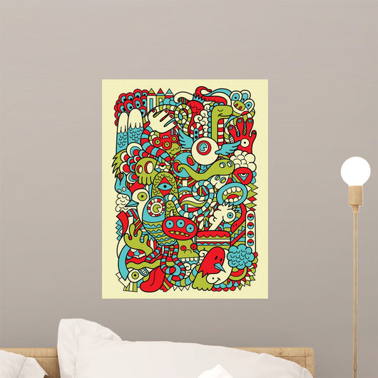 Hipster Doodle Monster Collage