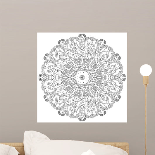 Ornamental circle on white background. Floral mandala Wall Decal