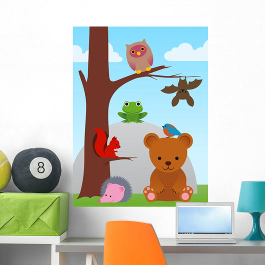 Cartoon Animal Collection Wall Mural