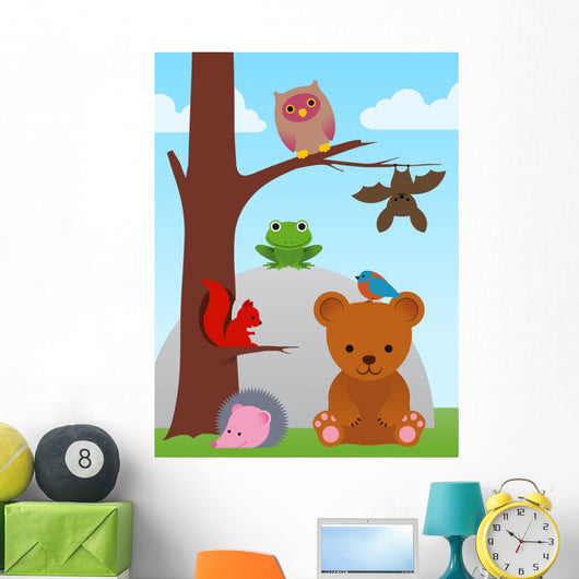 Cartoon Animal Collection Wall Mural