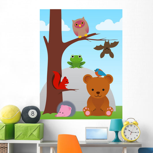 Cartoon Animal Collection Wall Mural
