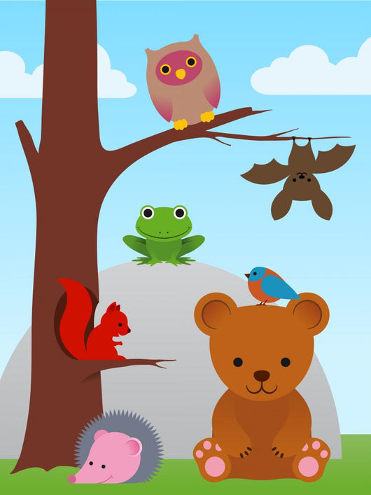 Cartoon Animal Collection Wall Mural